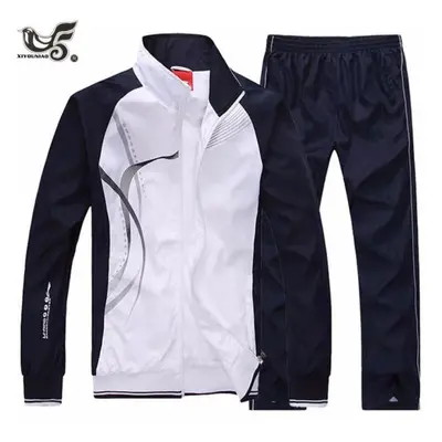 (white, XXXXXL) Men &apos;s Set Spring Autumn Men Sportswear Set Sporting Suit Jacket +pant Swea