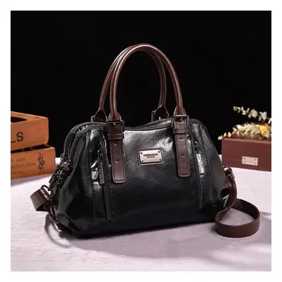 (black, 28cm*13cm*20cm) Ladies Fashion Retro Portable Slung Large Capacity Multi-compartment Bag