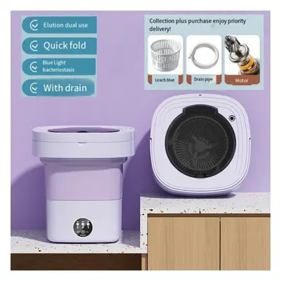 (purple, UK Plug) 9l Folding Portable Washing Machine Big Capacity With Spin Dryer Bucket For Cl