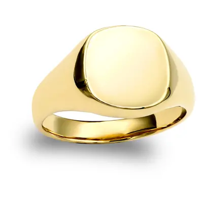 (Y) Jewelco London Men's Solid 9ct Yellow Gold Square Cushion Signet Ring - JRN148