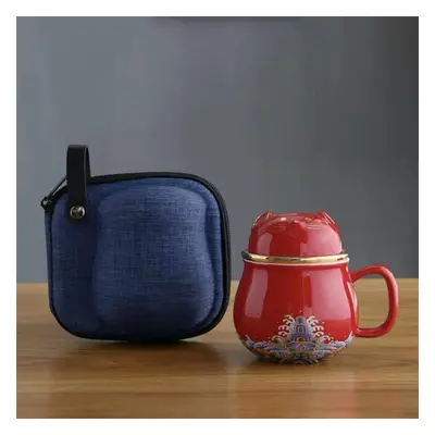 (as the picture, E) Hi Ceramic Teacup With Infuser And Lid Portable Travel Coffee Cup With Filte