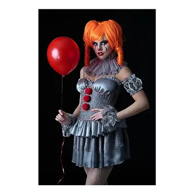 81001 Chapter Two, Pennywise Ladies Costume, Women, Grey & Red, L-UK Size