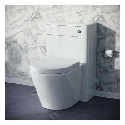 Modern 500mm Back To Wall WC Rimless Toilet Gloss White Space Saving