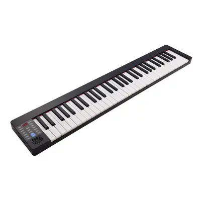 (black, EU Plug) 61-key Foldable Electronic Piano Multifunctional Electronic Organ Folding Digit