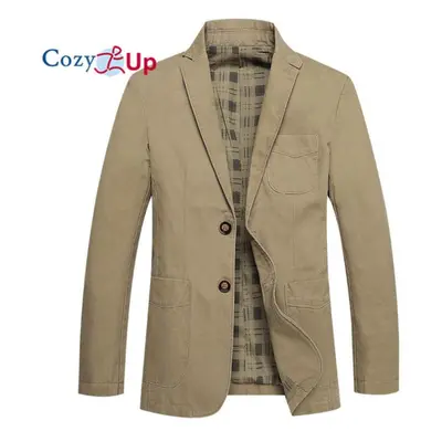 (yellow, L) Cozy Up Men&apos;s Retro Wash Slim Two Button Denim Blazer Jacket Casual Sport Coat