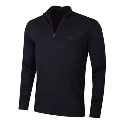 (M, Navy) J.Lindeberg Mens Merino Blend Turtleneck 1/2 Zip Golf Sweater