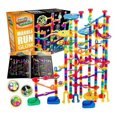 Marble Genius Glow Marble Run Extreme Set - Complete Pieces + Free Instruction App & Full Color 