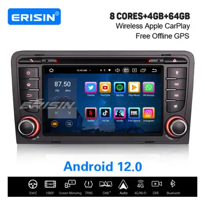 8-Core Android Car Stereo Audi A3 S3 RS3 RNSE-PU WiFi CarPlay DAB+ Satnav OBD2 Bluetooth DVB-T 6