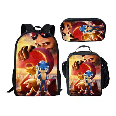 (1) Sonic Piece School Bag Lunch Bag Pencil Case Kids Set