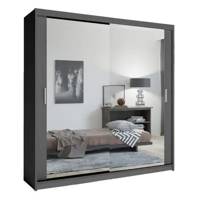 (Grey, 150cm) Chicago Double Mirror Sliding Door Wardrobe