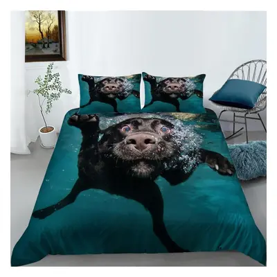 (as the picture, DE 155x200cm) Home Bedding Set Bedroom Pet Theme Print Quilt Cover Pillowcase H