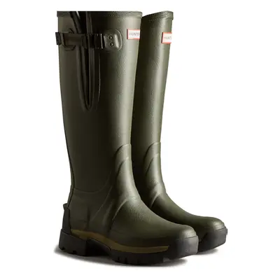 (Green, (Adults')) Hunter Balmoral Adjustable Rubber Women's Dark Olive Wellington Boots