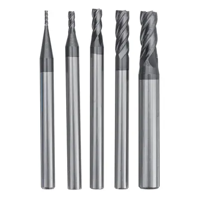 5pcs 1-5mm Solid Carbide Straight End Mill Flute Milling Cutter CNC Tool Black