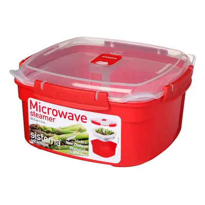 Microwave Steamer with Removable Steamer Basket | 2.4 | BPA-Free | Red/Clear