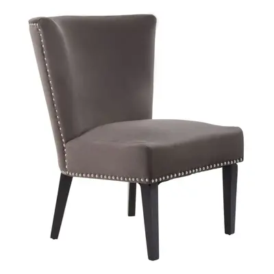 Premiers Grey Velvet Dining Chair, Dining Room Accent Chair, Velvet Upholstered Wing Chair with 