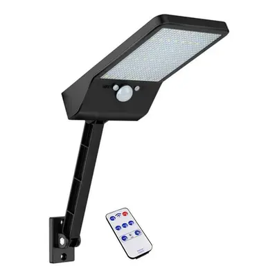 (Black) LED Solar Wall Light PIR Motion Sensor Outdoor Yard Street Lamp Waterproof with Remote C