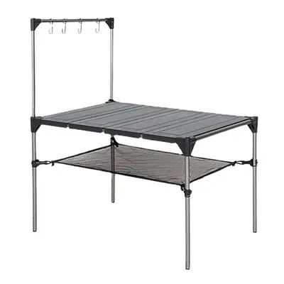 (Add Rack) Outdoor Camping Desk Aluminum Alloy Folding Table Portable Picnic Fishing Beer Table 