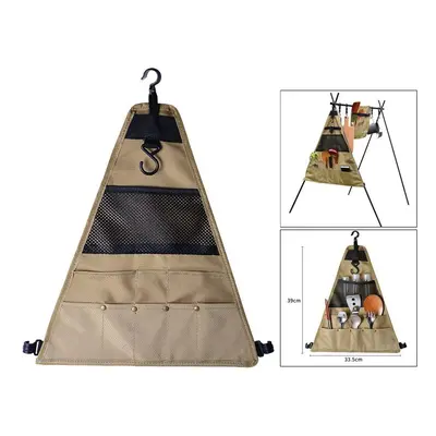 (Triangle Large) Oxford Cloth Camping Picnic Tableware Storage Bag Portable Barbecue Cutlery Org