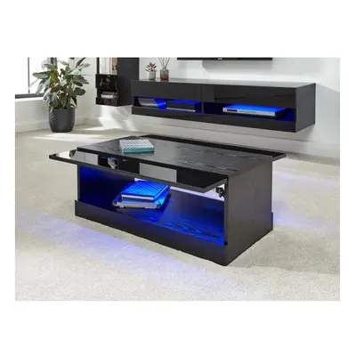 (Black) Galicia LED Lift Up High Gloss Front Coffee Tables