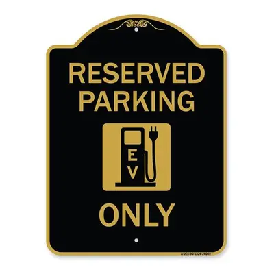 18 x in. Designer Series Sign - EV Only with Electric Vehicle Charging Station Graphic, Black & 