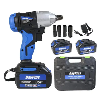 Cordless Electric Impact Wrench with Two Batteries 6.0Ah Lithium-Ion