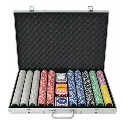 vidaXL Poker Set with Laser Chips Playing Game Aluminium Case Casino Dice