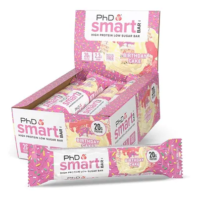 PhD Nutrition Smart Protein Bar, High Protein Low Sugar Protein Snacks, Birthday Cake Flavour, 2