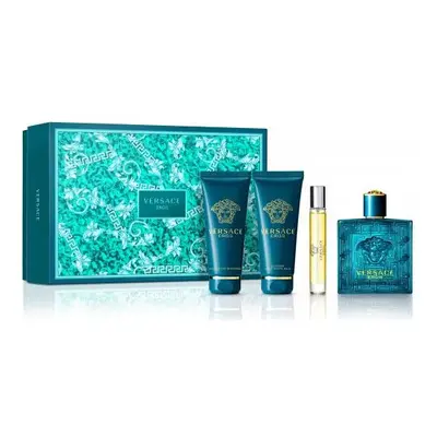 Versace Eros Pcs Set For Men: 3.4 Eau De Toilette Spray + 0.30 Oz Eau De Toilette Spray + 3.4 Af