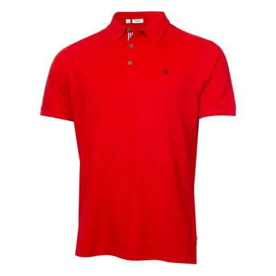 (M, Red Sport) Calvin Klein Mens Campus Button Ribbed Collar Golf Polo Shirt