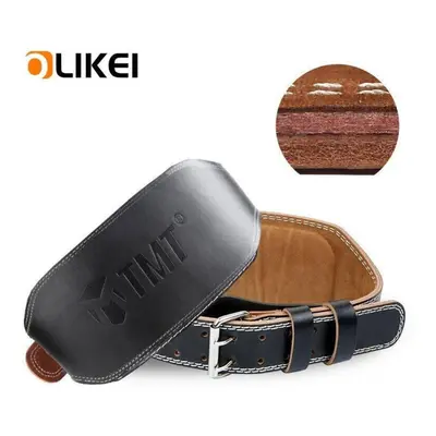 (black, L) Olikei Professional Cowhide Weightlifting Belt Genuine Leather Waist Support Belt Gym