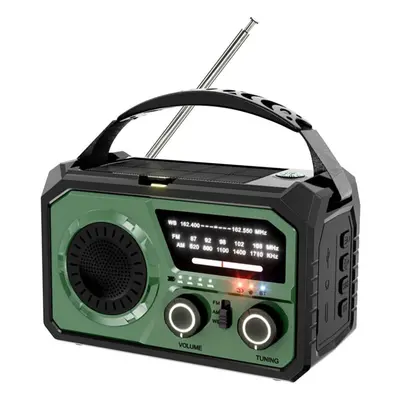 (army green) 16000mah Hand Crank Emergency Radio Wireless Hand Crank Weather Radio Noaa/am/fm Po