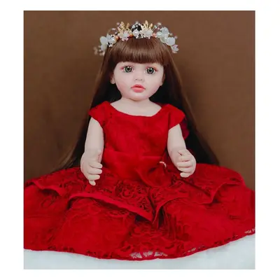 (as the picture) Cm Bebe Doll Reborn Toddler Girl Soft Full Body Silicone Wedding Doll Reborn Pr