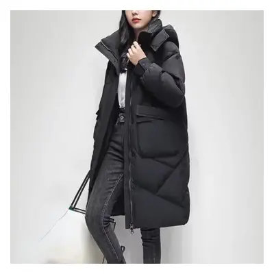 (black, XXL) New Winter Women Parka Hooded Jackets Thicken Warm Cotton-padded Puffer Coats Casua