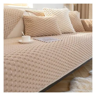 (khaki, N 110x160cm 1pc) Winter Sofa Cover Thicken Plush Non-slip Couch Cushion For Living Room 