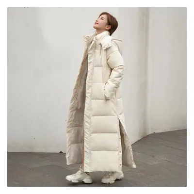 (white, XXXL) Down Parka Women With Hood Thick