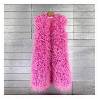 (as the picture, XXL) Autumn And Winter New Extended Imitation Mink Fur Vest Warm Tank Top Women