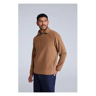 (S, Tan) Animal Mens Stockholm Half Zip Fleece Top