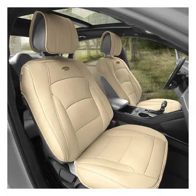 FH group car Seat covers Front Set Solid Beige Faux Leather Seat cushi