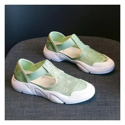 (green, 38) Women Baotou Sponge Cake Thick-soled Breathable Casual Flat Shoes Women Platform Sho