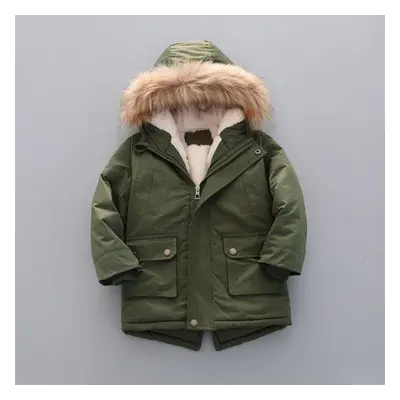 (green, 120cm) Kids Coat Boys Thick Padded Winter Jacket Padded Winter Coat Thick Cotton Clothes