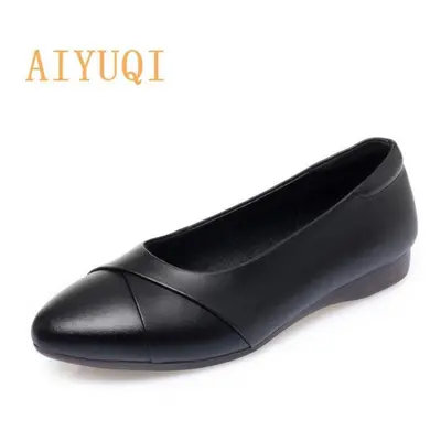 (black, 39) Women Loafer Casual Spring Genuine Leather Casual Mother Shoes Comfortable Non-slip 