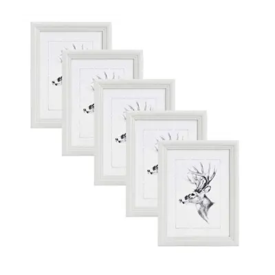 WOLTU Set of Photo Picture Frame with Mount Solid Wood Poster Frame Glass Panel White A4(21x29.7