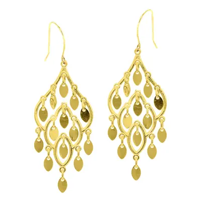 10k Yellow Gold Fancy Chandelier Drop Earrings With French Wire Clasp