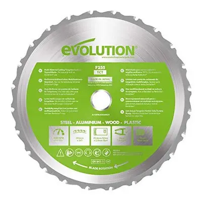 Evolution Power Tools F255TCT-24T (Fury) Multi-Material TCT Blade Cuts Wood, Metal and Plastic, 