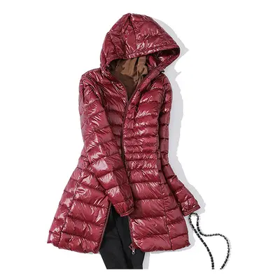 (M, Wine red) Women Puffer Jackets Ultralight Duck Down Jacket New Autumn Winte