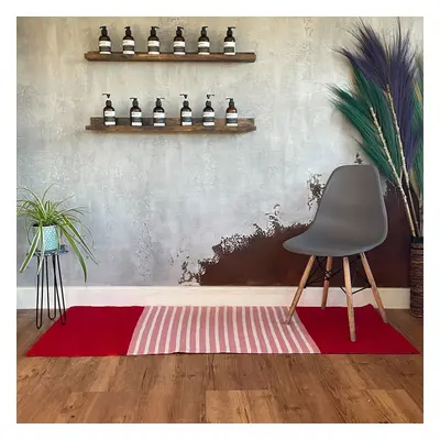 Indian Cotton Rug - 70x170cm - Red/Pink