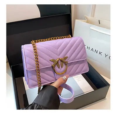 (Purple) Fashionable shoulder bag for women, small square bag, double compartment popular swallo