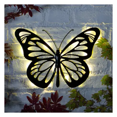 38cm Solar Power Metal Plaque Butterfly Light | Outdoor Garden Wall Decoration Novelty