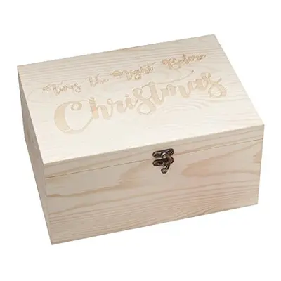 Wooden Christmas Eve Engraved Box Keepsake Present-Santa & Friends, Vintage