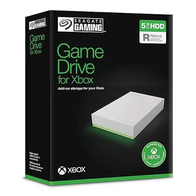 Seagate Game Drive for Xbox, 5TB, External Hard Drive Portable, USB 3.2 Gen 1, White with built-